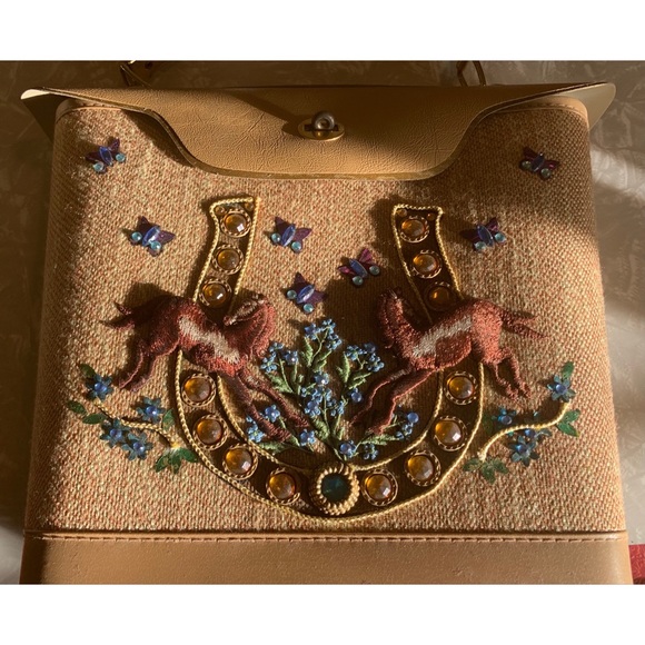 Fabulous NOS 1960s Jeweled Western Bucket Bag - Picture 3 of 3